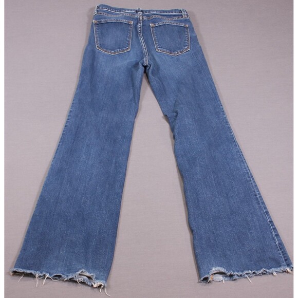 Gap 1969 Womens Authentic Flare High Rise Blue Denim Jeans Raw Hem 27R 27X33 - Picture 4 of 12